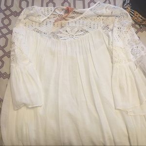 White Lace Flare Sleeve Dress